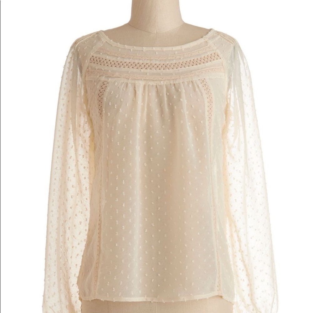 MODCLOTH Pink Martini Sheer Blouse Sz L